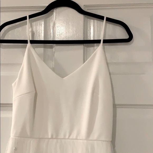 White Mini Dress with Pearl Overlay Lulu’s size Small - Picture 5 of 10